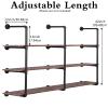 Pynsseu Industrial Iron Pipe Shelving Brackets Unit, Farmhouse Wall Mounted Pipe Shelves for Kitchen Bathroom, DIY Bookshelf Living Room Storage, 3Pack of 4 Tier view 3
