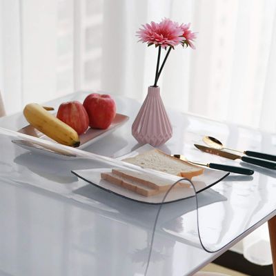 Geovne Clear Table Cover Protector,Table Protector,Wipeable PVC Plastic Tablecloth,Wooden Desk Protective Pad,Transparent Tablecloth,for End Table/Night Stand/Side Table (80x80cm/31x31in)