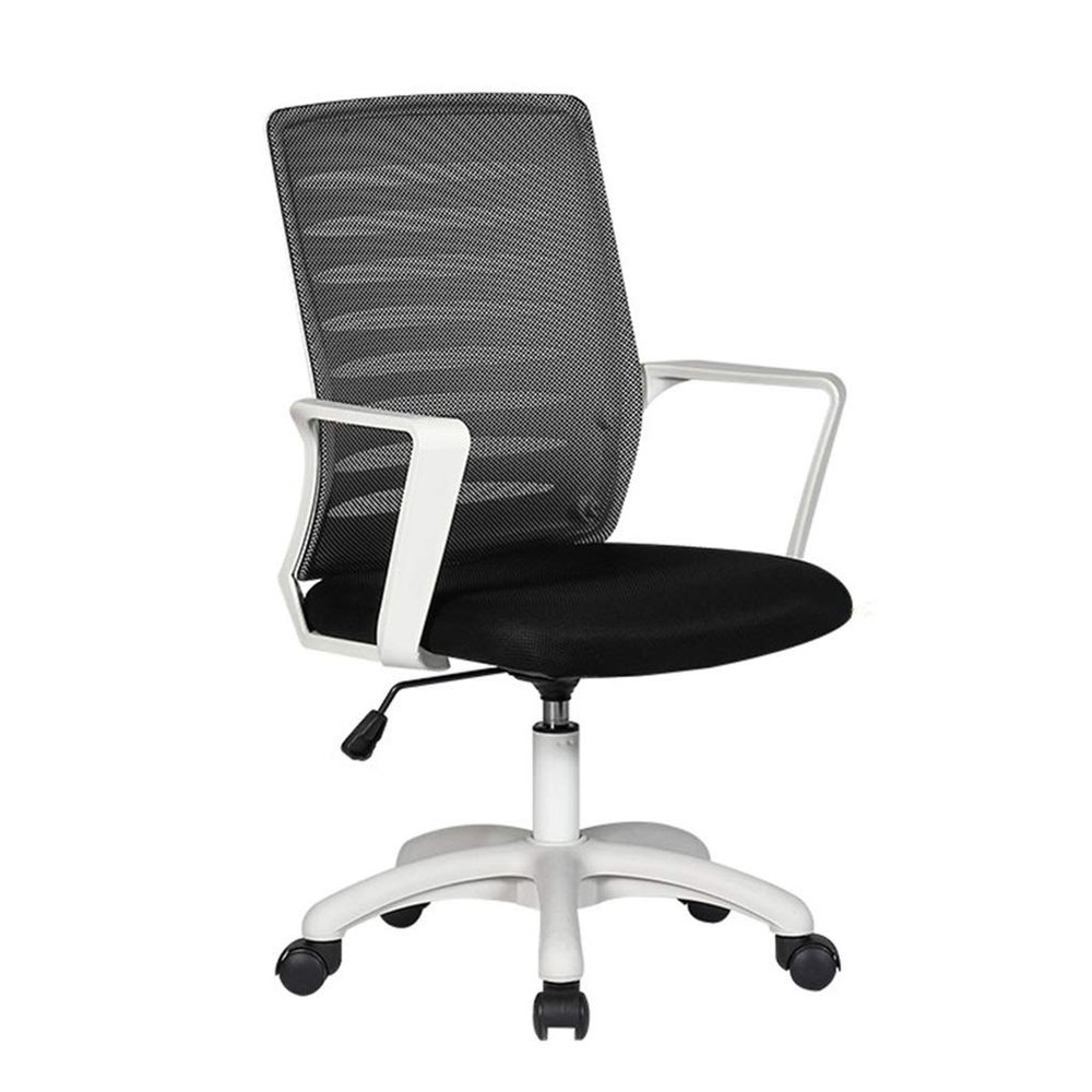 ZZHZY BBGS Office Mesh Ergonomic Computer Chair with Lumbar Support Armrest Mid Back 360 Rolling Swivel Adjustable Height Meeting Chairs (Color : White-Sponge Cushion)