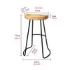 ACXZ 30inch/75cm Bar Stool in Solid Wood, Saddle Seat Stool, No Back, Wrought Iron/Solid Wood Brown Seat, Kitchen Counter Height Bar Chair view 3