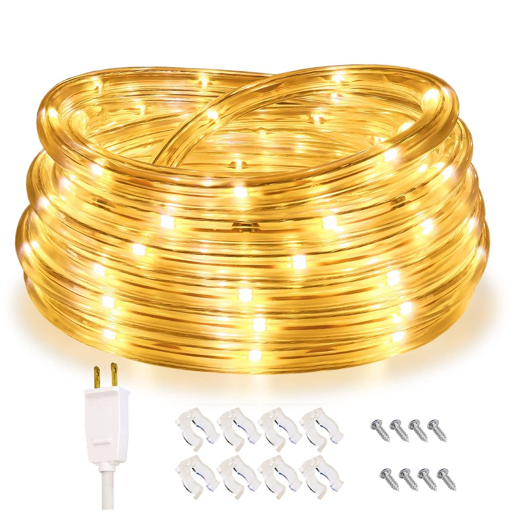 Areful Rope Lights, 16Ft Waterproof Connectable Strip Lighting, 3000K Warm White, Indoor Outdoor Mood Lighting for Home Christmas Holiday Garden Patio Party Decoration