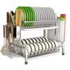 Buringer Stainless Steel Dish Drying Rack Dish Drainer with Drain Board,Utensil Holder,Cutting Board Holder for Kitchen Countertop Organizer, Silver view 1