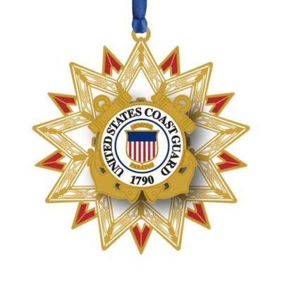 3" Vibrant Brass U.S. Coast Guard Star Decorative Christmas Ornament