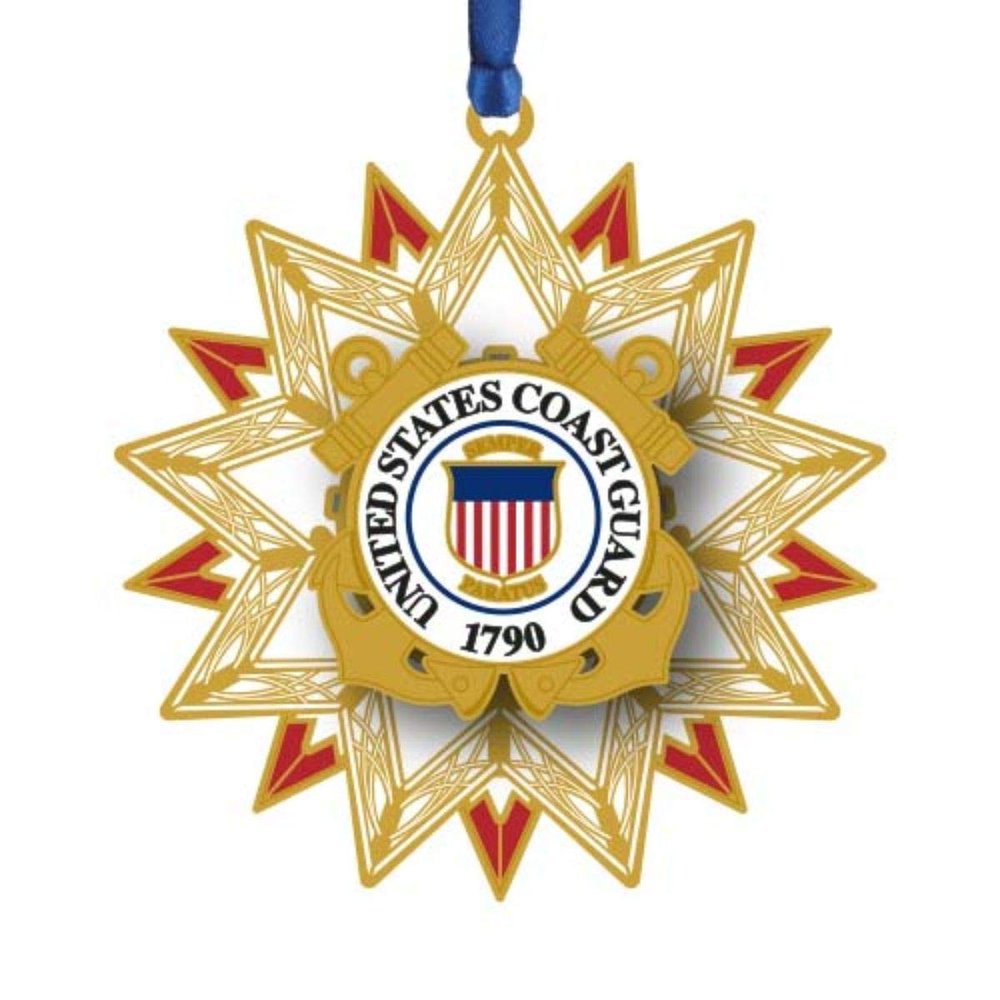 3" Vibrant Brass U.S. Coast Guard Star Decorative Christmas Ornament
