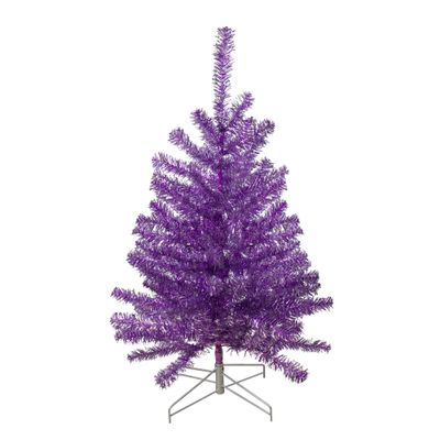 3' Metallic Purple Tinsel Artificial Christmas Tree - Unlit