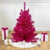 3' Metallic Pink Tinsel Artificial Christmas Tree - Unlit view 2