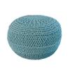 NOORI Home - Premium Luxury 100% Handmade & Handcrafted Cable Style Cotton Knitted Jade Comfortable Knitted Pouf, Ottoman, Footrest, Footstool -Teal Seafoam - 20"x20"x14" view 2