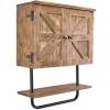 EXCELLO GLOBAL PRODUCTS 17x21'' Barndoor Bathroom Wall Cabinet, Space Saver Storage Cabinet Kitchen Medicine Cabinet with Adjustable Shelf and Towel Bar, Brown view 1