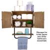 EXCELLO GLOBAL PRODUCTS 17x21'' Barndoor Bathroom Wall Cabinet, Space Saver Storage Cabinet Kitchen Medicine Cabinet with Adjustable Shelf and Towel Bar, Brown view 4