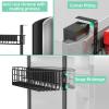 4 Tier Magnetic Spice Rack | Strongly Magnetic Spice Shelf with Utility Hooks | Refrigerator Spice Storage | Kitchen Storage Rack for Placing Seasoning Bottles, Plastic Wraps or Garbage Bags (Black) view 4