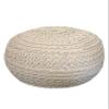 NOORI Home - Premium Luxury 100% Handmade & Handcrafted Cable Style Cotton Knitted Jade Comfortable Pouf, Ottoman, Footrest, Footstool - Beige - 20"x20"x14" view 1