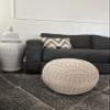 NOORI Home - Premium Luxury 100% Handmade & Handcrafted Cable Style Cotton Knitted Jade Comfortable Pouf, Ottoman, Footrest, Footstool - Beige - 20"x20"x14" view 2