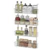 4 Tier Magnetic Spice Rack | Strongly Magnetic Spice Shelf with Utility Hooks | Refrigerator Spice Storage | Kitchen Storage Rack for Placing Seasoning Bottles, Plastic Wraps or Garbage Bags (White) view 1