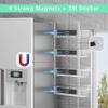 4 Tier Magnetic Spice Rack | Strongly Magnetic Spice Shelf with Utility Hooks | Refrigerator Spice Storage | Kitchen Storage Rack for Placing Seasoning Bottles, Plastic Wraps or Garbage Bags (White) view 3