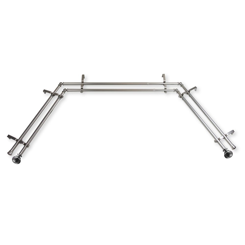 13/16" Nathan Bay Window Double Curtain Rod 20-36", 38-72" - Satin Nickel