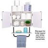 EXCELLO GLOBAL PRODUCTS 17x21 Barndoor Bathroom Wall Cabinet, Space Saver Storage Cabinet Kitchen Medicine Cabinet with Adjustable Shelf and Towel Bar, White view 3