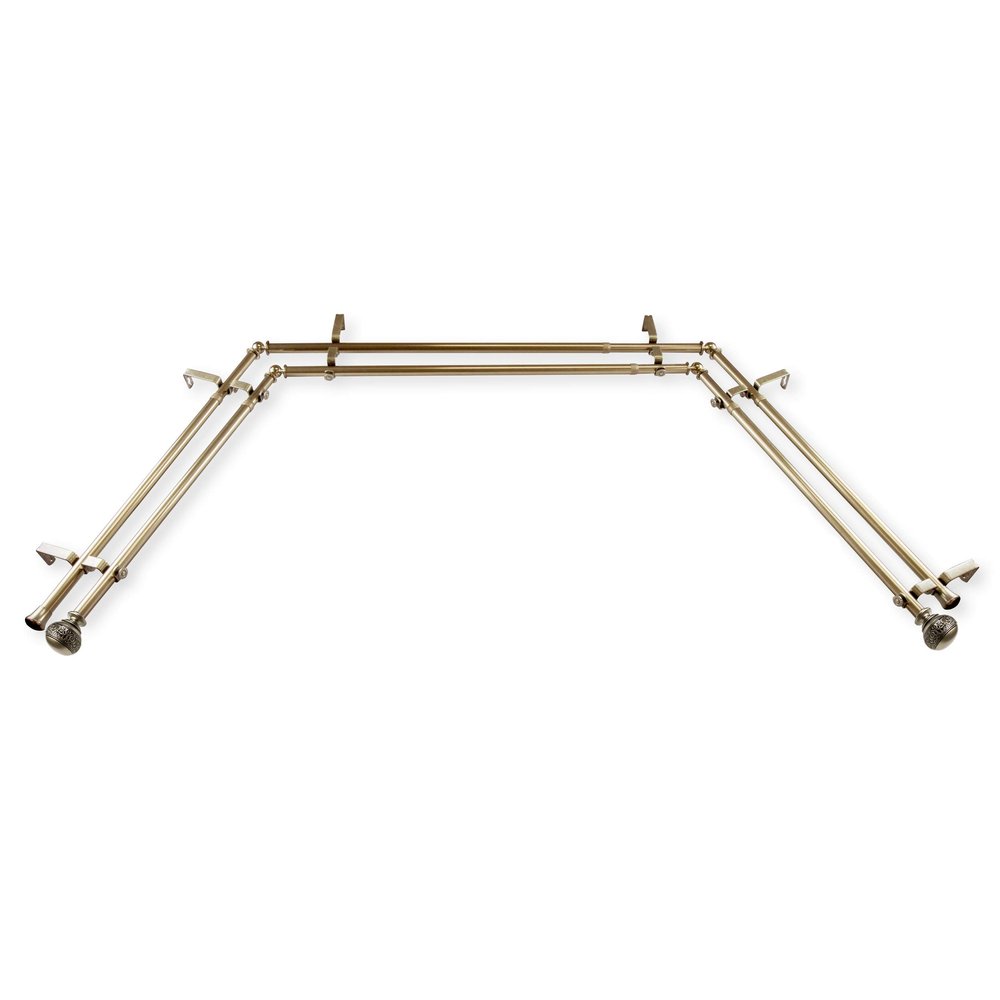 13/16" Nathan Bay Window Double Curtain Rod 20-36", 38-72" - Antique Brass