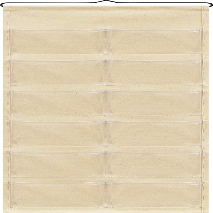 Saki W-122 Wall Storage with Gusset (12 Pockets), Natural, Made in Japan, Width 11.0 x Height 31.5 inches (28 x 80 cm)
