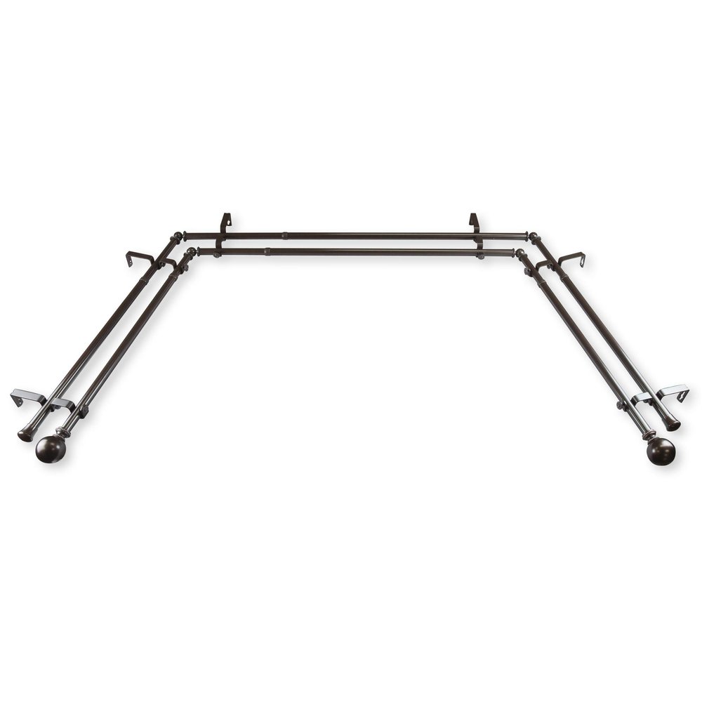 13/16" Jodi Bay Window Double Curtain Rod 20-36", 38-72" - Cocoa