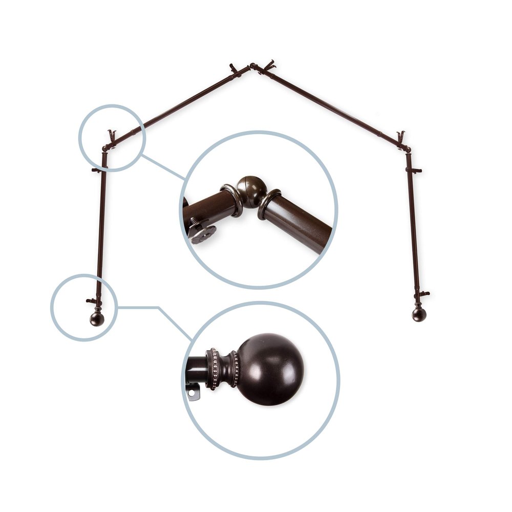 13/16" Jodi 4-Sided Bay Window Curtain Rod - Cocoa