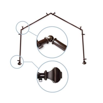13/16" Moyat 4-Sided Bay Window Curtain Rod - Cocoa