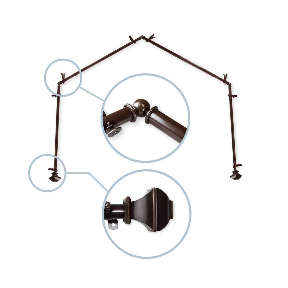 13/16" Moyat 4-Sided Bay Window Curtain Rod - Cocoa