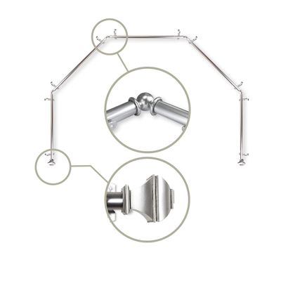 13/16" Moyat 5-Sided Bay Window Curtain Rod - Satin Nickel