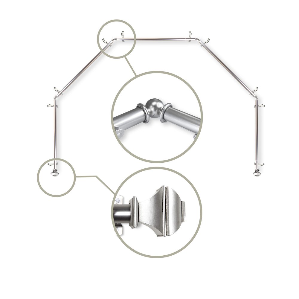 13/16" Moyat 5-Sided Bay Window Curtain Rod - Satin Nickel