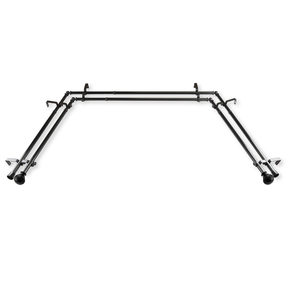 13/16" Nathan Bay Window Double Curtain Rod 20-36", 38-72" - Black