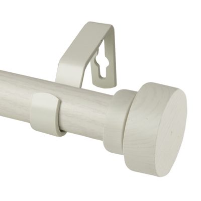 1" Bonnet Faux Wood Curtain Rod 66-120 inch - Pearl White