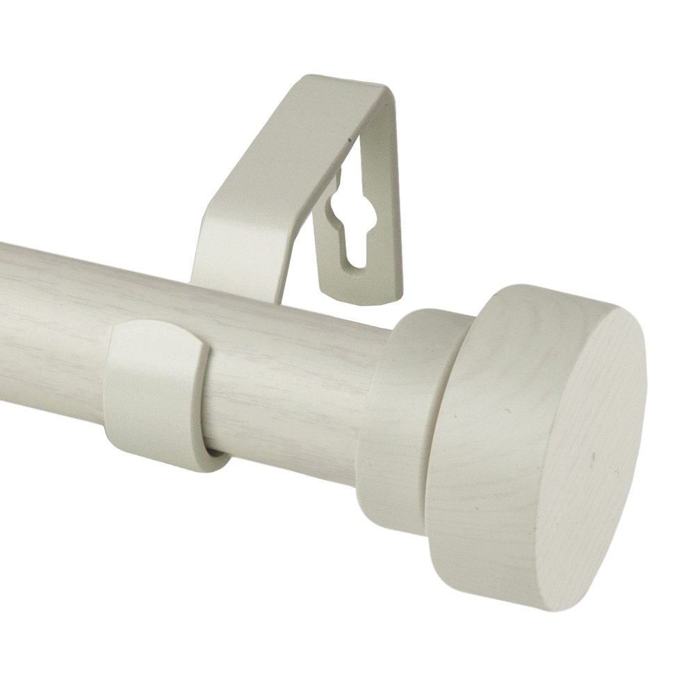 1" Bonnet Faux Wood Curtain Rod 66-120 inch - Pearl White