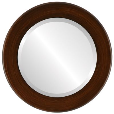 OVALCREST Round Beveled Wall Mirror for Home Decor - Avenue Style - Mocha - 18x18 Outside Dimensions