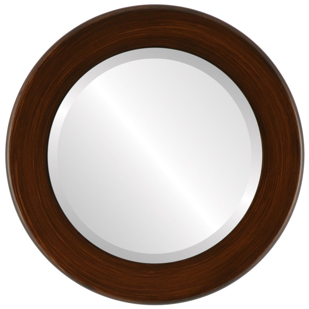 OVALCREST Round Beveled Wall Mirror for Home Decor - Avenue Style - Mocha - 18x18 Outside Dimensions