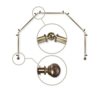 13/16" Nathan 5-Sided Bay Window Curtain Rod - Antique Brass