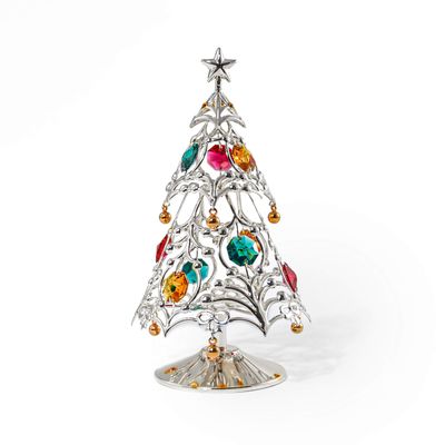 Chrome-Plated Christmas Tree with Mascot Crystal Elements - Best for Christmas, Winter Season, Holidays, Birthdays, Parties, Anniversaries, Housewarming, Sympathy, Friends
