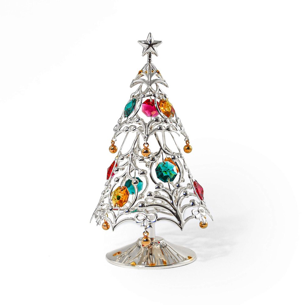 Chrome-Plated Christmas Tree with Mascot Crystal Elements - Best for Christmas, Winter Season, Holidays, Birthdays, Parties, Anniversaries, Housewarming, Sympathy, Friends