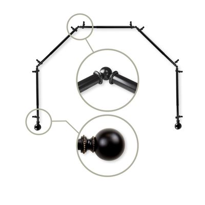 13/16" Jodi 5-Sided Bay Window Curtain Rod - Black