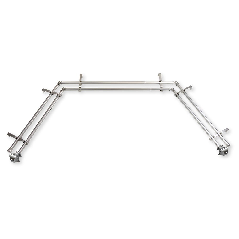 13/16" Moyat Bay Window Double Curtain Rod 20-36", 38-72" - Satin Nickel