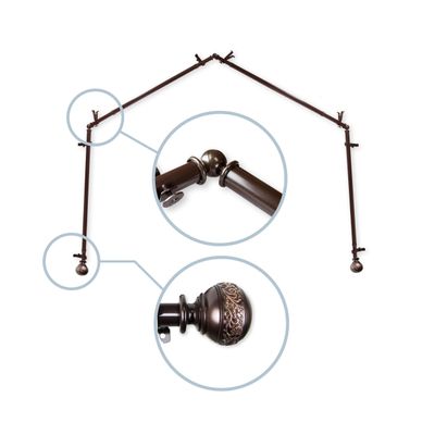13/16" Nathan 4-Sided Bay Window Curtain Rod - Cocoa