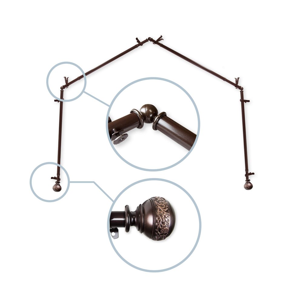 13/16" Nathan 4-Sided Bay Window Curtain Rod - Cocoa