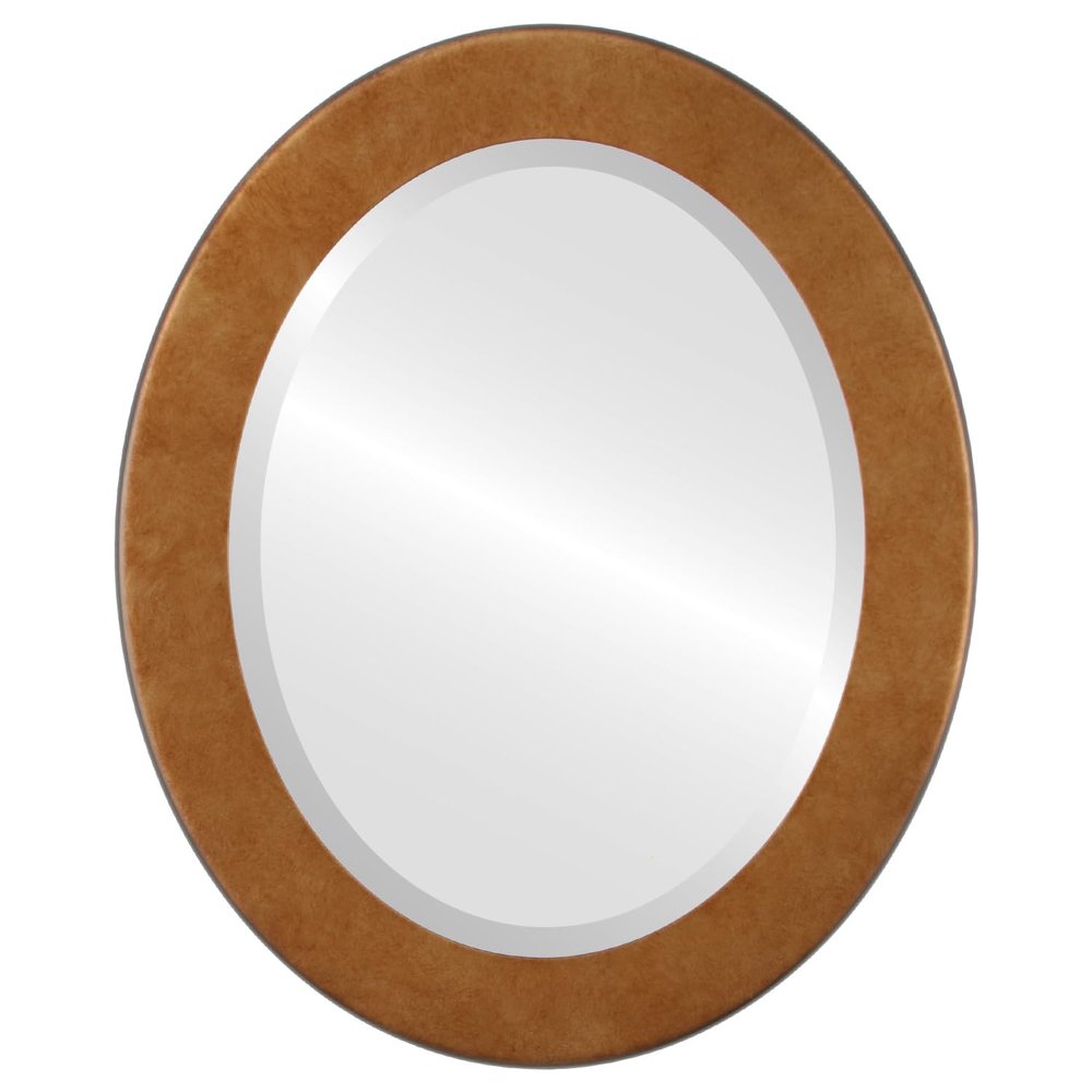 OVALCREST Oval Beveled Wall Mirror for Home Decor - Avenue Style - Burnished Gold - 26x32 Outside Dimensions
