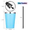 VEGOND 12oz Tumbler Stainless Steel Tumbler bulk Vacuum Insulated Double Wall Travel Tumbler with Lid and Straw Reusable Tumbler, Sky blue 12 Pack view 4