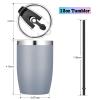 VEGOND Stainless Steel 12 oz Tumblers bulk Vacuum Insulated Double Wall Travel Tumbler with Lid and Straw Reusable Tumbler,Grey 12 pack view 4