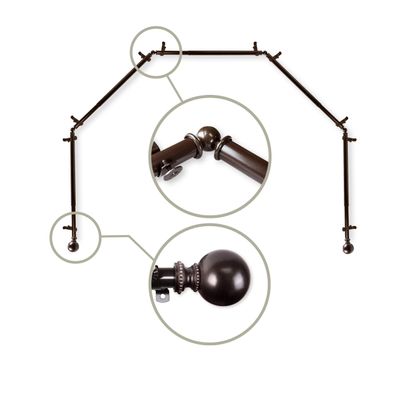13/16" Jodi 5-Sided Bay Window Curtain Rod - Cocoa