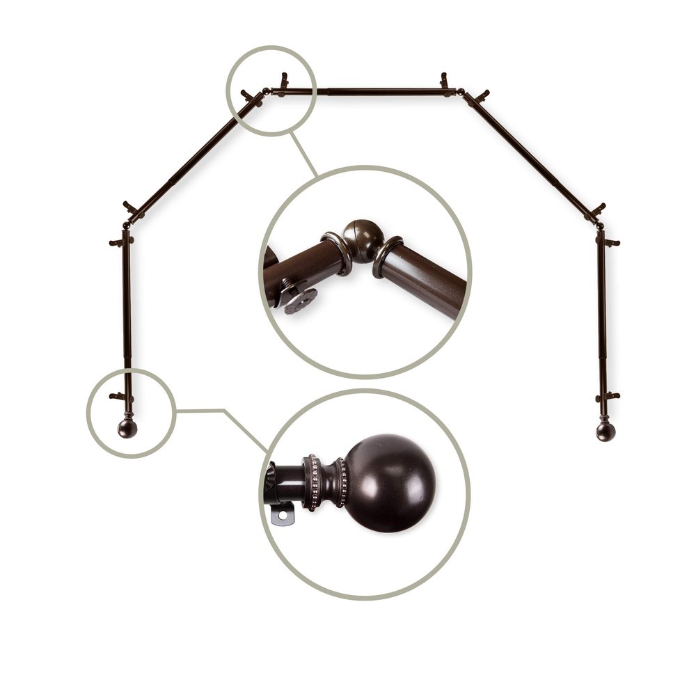 13/16" Jodi 5-Sided Bay Window Curtain Rod - Cocoa