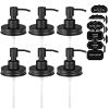 Amolliar Mason Jar Liquid Soap Dispenser Lid, 304 Stainless Steel Pump Lid for 16oz Regular Mouth Mason Jar, Rustic Farmhouse Decor, Hand Soap, Dish Soap, Lotion Soap, Black 6 Pack, Extra 3 Long Tubes view 1