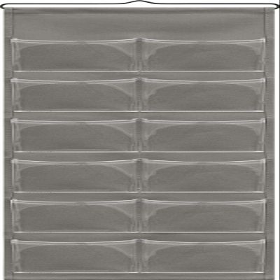 Saki W-122 Wall Storage with Gusset (12 Pockets), Gray, Made in Japan, Width 11.0 x Height 31.5 inches (28 x 80 cm)