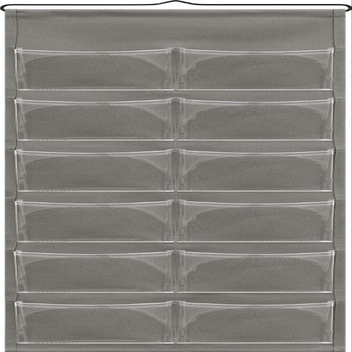 Saki W-122 Wall Storage with Gusset (12 Pockets), Gray, Made in Japan, Width 11.0 x Height 31.5 inches (28 x 80 cm)