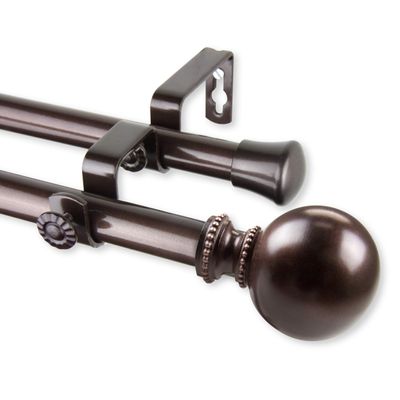 Rod Desyne 13/16" Jodi Double Curtain Rod, 28-48 inch, Cocoa