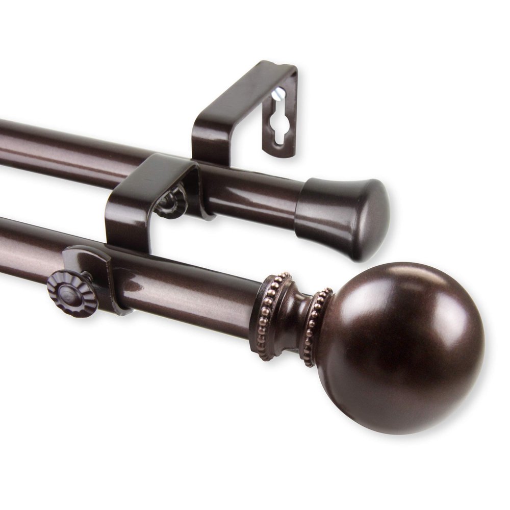 Rod Desyne 13/16" Jodi Double Curtain Rod, 28-48 inch, Cocoa